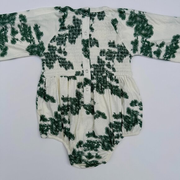 Kate Quinn 2T Holiday Romper | Bubble Silhouette, Long Sleeves, Pine Trees | NWT - Picture 2 of 5